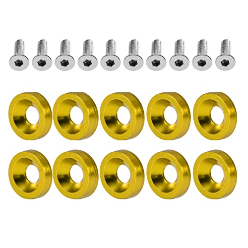 Kennzeichenrahmenrahmenschraube, Autodifikationsschrauben, M6 Auto Renovierung 6 mm Schrauben für die Vordere und Hintere Stoßfänger, Zündzylinderabdeckung (Gold) von NINESHE