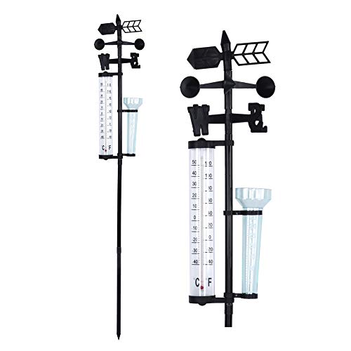 Kunststoff 3 in 1 Wetterstation Messer, Outdoor Garden Thermometer mit Maßstab, Regenwindindikator für Gärten, Innenhöfe von NINESHE