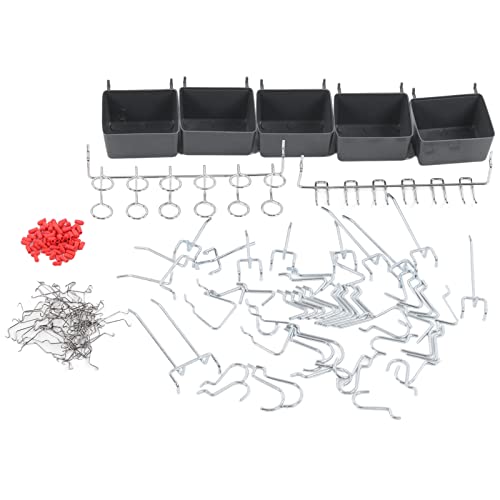 NINESHE 114Pcs Pegboard Hooks Sortiment, 1/8 und 1/4 Zoll Pegboard Hooks Sortiment, Zubehör Speicher Organisator Kit mit Bins Schlösser Industriehardware von NINESHE