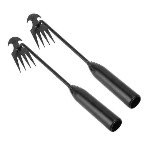 NINESHE 2 PCS Unkraut Puller Werkzeug, 4 Zähne Manganstahl Geschmiedetes Handwerkzeug, Unkrautentfernungswerkzeug, Manuelles Unkraut Werkzeug, Unkrautzielwerkzeug für Gartenrasen von NINESHE