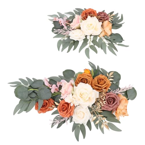 NINESHE 2 Pcs Künstliche Hochzeitsbogenblume Hochzeitsdekoration Im Freien Im Freien Blumendekoration für Hochzeitsbogendekoration, Tägliche Dekoration, Festivaldekoration (Gold) von NINESHE