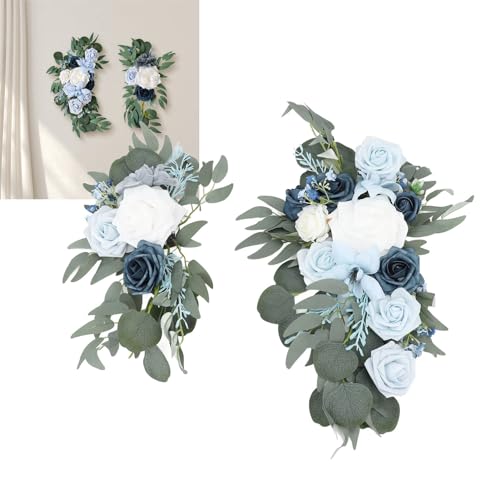 NINESHE 2 Pcs Künstliche Hochzeitsbogenblume Hochzeitsdekoration Im Freien Im Freien Blumendekoration für Hochzeitsbogendekoration, Tägliche Dekoration, Festivaldekoration (Hellblau) von NINESHE