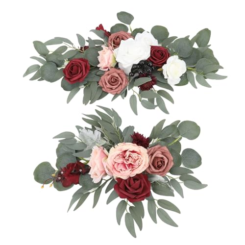 NINESHE 2 Pcs Künstliche Hochzeitsbogenblume Hochzeitsdekoration Im Freien Im Freien Blumendekoration für Hochzeitsbogendekoration, Tägliche Dekoration, Festivaldekoration (Rosa) von NINESHE