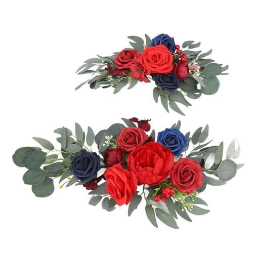 NINESHE 2 Pcs Künstliche Hochzeitsbogenblume Hochzeitsdekoration Im Freien Im Freien Blumendekoration für Hochzeitsbogendekoration, Tägliche Dekoration, Festivaldekoration (Tief rot) von NINESHE