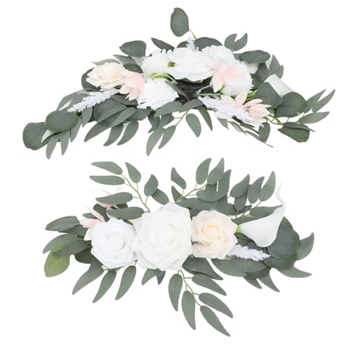 NINESHE 2 Pcs Künstliche Hochzeitsbogenblume Hochzeitsdekoration Im Freien Im Freien Blumendekoration für Hochzeitsbogendekoration, Tägliche Dekoration, Festivaldekoration (Weiß) von NINESHE