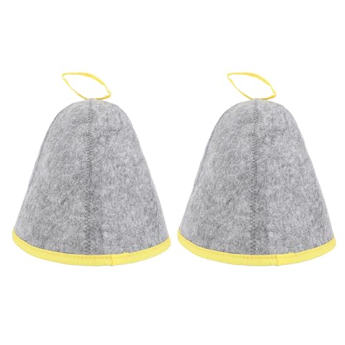 NINESHE 2Pcs Sauna Hüte Absorbierende Wiederholte Verwendung Ohne Verformung, Vielseitige Wärmeisolierung Tragbares Bad Atmungsaktives Design Zur Verwendung in Saunabads, Dampfräumen (Graugelb) von NINESHE