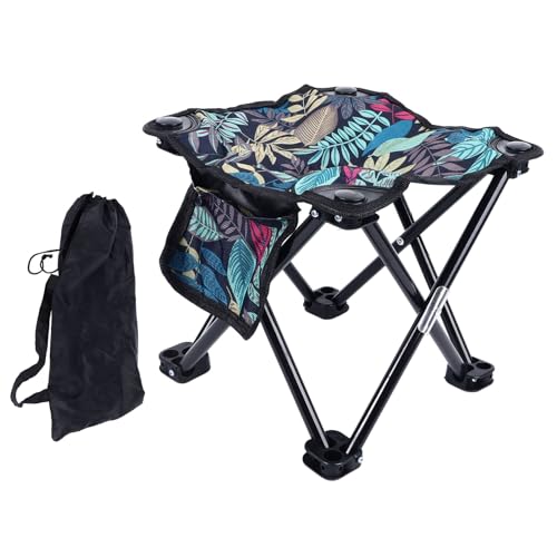NINESHE Klapper Campinghocker, Tragbarer Camphocker, Stilvolles Blatt Im Freien Camping Im Freien Leichter Samll Stuhl für Büros, Schwimmbäder, Strände, Picknickpartys von NINESHE