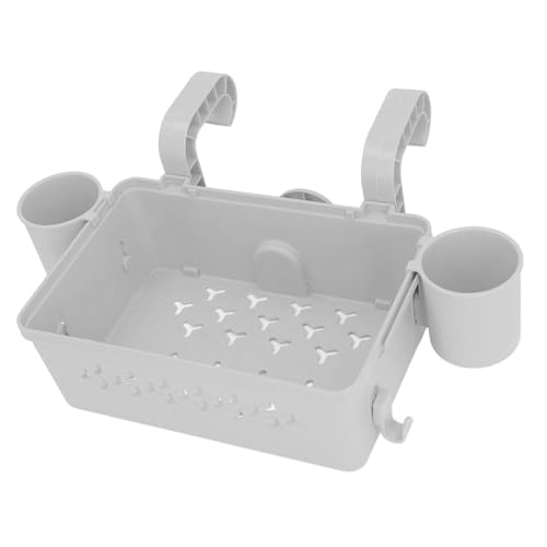 NINESHE Lagerkorb des Plastikpools, Haken und Becherhalter auf Beiden Seiten, Multifunktionaler Speicher mit Großer Kapazitätspool für Poolbereich, Bad, Badezimmer (Tief grau) von NINESHE