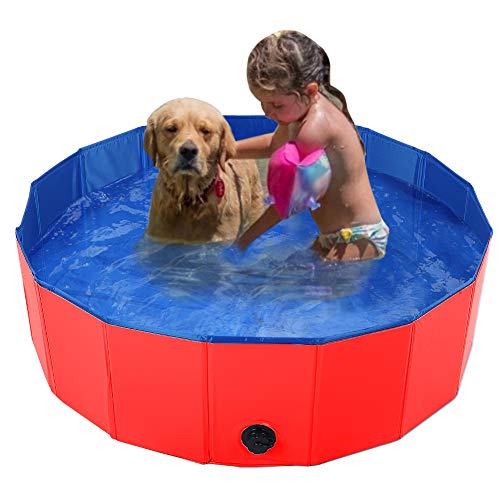NINESHE Tragbarer Hundetool, Faltbare Hundebad Schwimmbad, PVC Bad Pool, Haustier Schwimmwanne, Haustierbadewanne für Hunde Katzen Katzen (L) von NINESHE