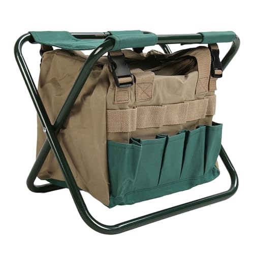 NINESHE Tragbarer Klappcampinghocker, Multifunktionales Gartenfalt Toolkit Toolkit, Abnehmbarer Klapp Rucksack Hocker, Gartenknien und Sitzgarten (Grün) von NINESHE