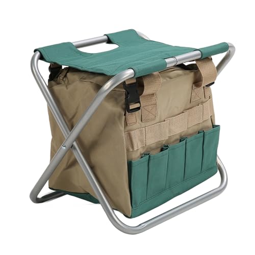 NINESHE Tragbarer Klappcampinghocker, Multifunktionales Gartenfalt Toolkit Toolkit, Abnehmbarer Klapp Rucksack Hocker, Gartenknien und Sitzgarten (Silber) von NINESHE