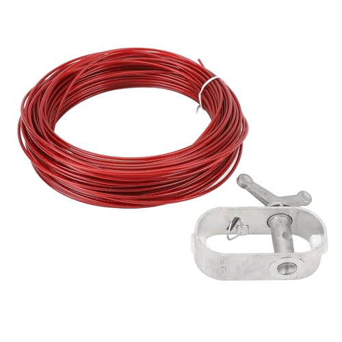 Poolabdeckung Winde und Kabel Kits, 100ft rotes Poolabdeckungskabel mit Schwerdettladung geladener Ratschen, Poolabdeckungskabel und Winde Kit für den oberirdischen Schwimmbad von NINESHE