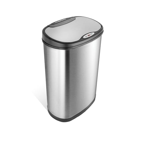 NINESTARS 9 Sterne (NINAJ DZT-50-13) Infrarot Touchless Edelstahl Mülleimer, 13.2-Gallone, Silver, 24.4 x 24.4 x 44.5 cm von NINESTARS