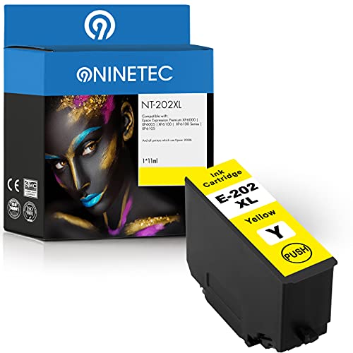 NINETEC 1 Druckerpatrone kompatibel mit Epson 202 XL für Epson XP6000 XP6005 XP6100 XP6100 Series XP6105 Gelb NT-202XL von NINETEC