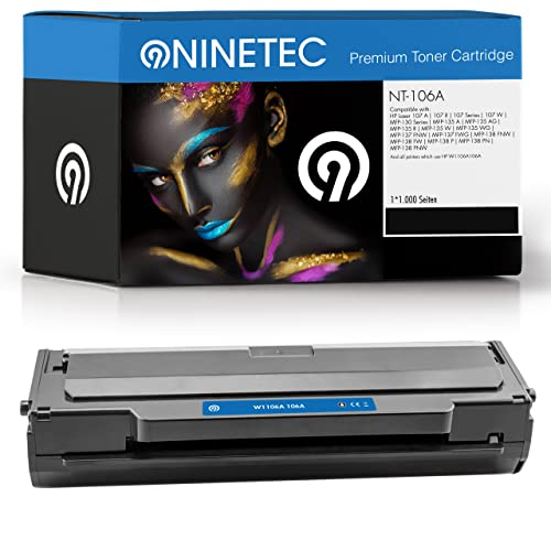 NINETEC 1 Toner kompatibel mit HP W1106A 1106A 106A für Laser 107A 107R 107Series 107W MFP 130Series 135A 135AG 135R 135W 135WG 137FNW 137FWG 138FNW 138FW 138P 138PN 138PNW (1000 Seiten) von NINETEC