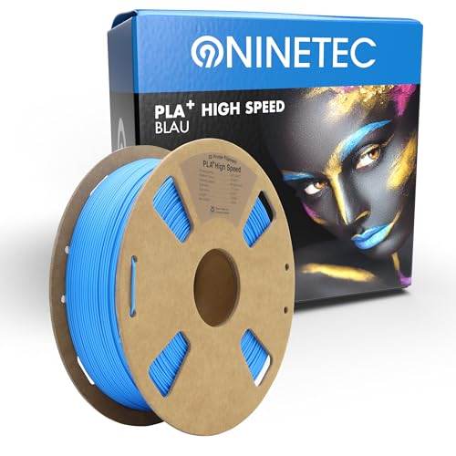 NINETEC BIO PLA+ Filament 1.75mm PLA Plus 3D Drucker Filament 1 kg Spule Maßgenauigkeit +/- 0,03mm PLA+ FDM Druckerverbrauchsmaterial PLA+ High Speed Blau von NINETEC