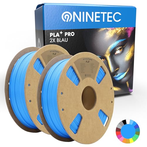 NINETEC BIO PLA+ Filament 2x Blau 1.75mm PLA Plus 3D Drucker Filament 1 kg Spule Maßgenauigkeit +/- 0,03mm PLA+ FDM Druckerverbrauchsmaterial PLA+ Pro von NINETEC
