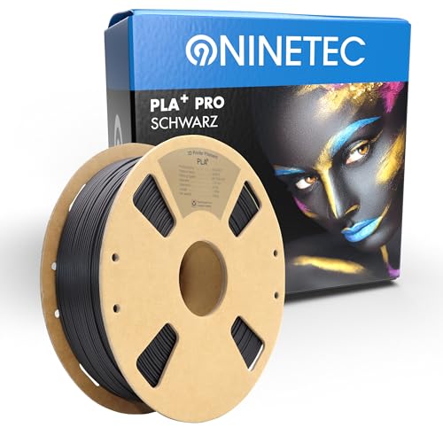 NINETEC BIO PLA+ Filament 1.75mm PLA Plus 3D Drucker Filament 1 kg Spule Maßgenauigkeit +/- 0,03mm PLA+ FDM Druckerverbrauchsmaterial PLA+ Pro Schwarz von NINETEC