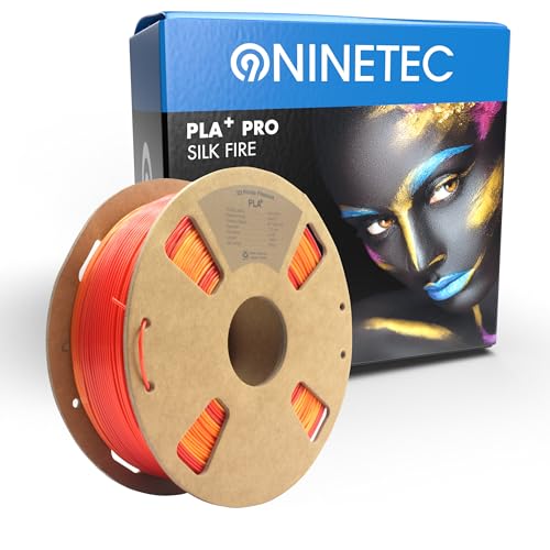 NINETEC BIO PLA+ Filament 1.75mm PLA Plus 3D Drucker Filament 1 kg Spule Maßgenauigkeit +/- 0,03mm PLA+ FDM Druckerverbrauchsmaterial PLA+ Pro Silk Fire von NINETEC