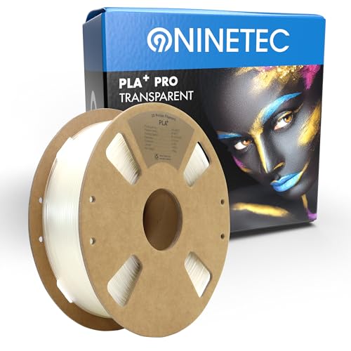 NINETEC BIO PLA+ Filament 1.75mm PLA Plus 3D Drucker Filament 1 kg Spule Maßgenauigkeit +/- 0,03mm PLA+ FDM Druckerverbrauchsmaterial PLA+ Pro Transparent von NINETEC