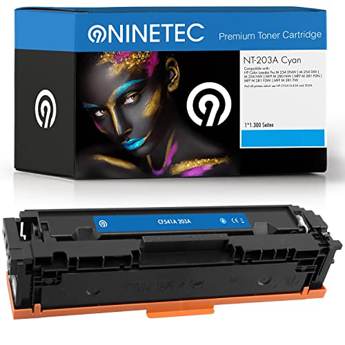 NINETEC NT-203A Cyan 1 Toner kompatibel mit HP CF541A CF-541A 203A Cyan 1.300 Seiten | Für Color Laserjet Pro m254dnw m254dw m254nw MFP m280nw m281fdn m281fdw m281fw von NINETEC