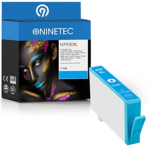 NINETEC NT-920XL 1 Patrone Cyan kompatibel mit HP 920XL HP920 | Für HP OfficeJet 6000 Wireless 6500 A 6500 A Plus 6500 Wireless 7000 Special Edition 7500 A Wireless von NINETEC