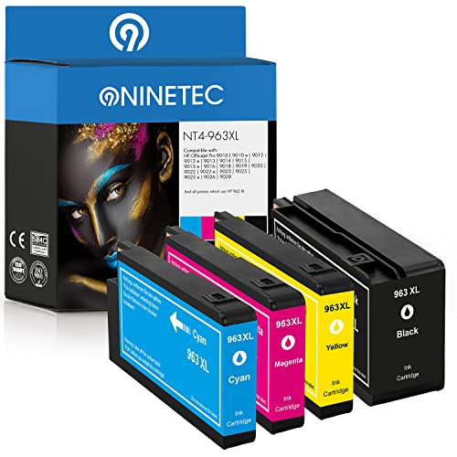 NINETEC NT4-963XL 4er Set Patronen kompatibel mit HP 963 XL 963XL | Für HP OfficeJet Pro 9010 9010e 9012 9012e 9013 9014 9015 9015e 9016 9018 9019 9020 9022 9022e 9023 9025 9025e 9026 9028 von NINETEC