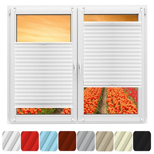 Faltrollo Plisseerollo Jalousie 50 x 100 cm Easyfix Sichtschutz Sonnenschutz Sonnenschutz Jalousie 60 Sekunden Plisseerollo Montage für Fenster & Tür, Weiß von NINGBAI