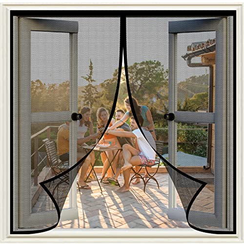 Fliegengitter Fenster 125 x 135 cm Mückennetz Fliegengitter, Fliegengitter Tür Magnet Ohne Bohren Automatisch Verschließen für alle Fenster, Schwarz von NINGBAI