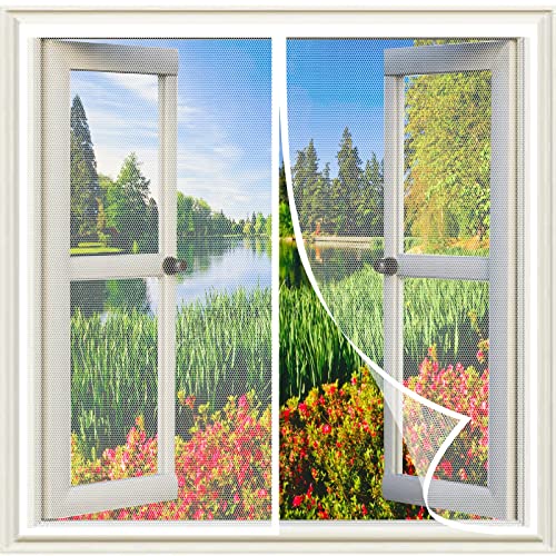 Fliegengitter Fenster 140 x 140 cm Pollenschutzgitter Fenster, Fly Magnetic Screen Door Halten Sie Insekten wie Mücken fern für Wohnzimmer Fenster, Weiß von NINGBAI