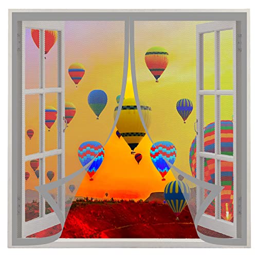 Fliegengitter Fenster 95 x 95 cm Insektenschutz Fenster Moskitonetz, Fly Magnetic Screen Door Haustier- und kinderfreundlich für Wohnzimmer Fenster, Grau von NINGBAI