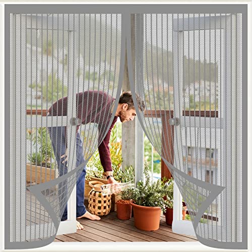 Fliegengitter Fenster Magnet 100 x 120 cm Mückennetz Fliegengitter, Magnet Fliegengitter Tür Insektenschutz Ohne Bohren Automatisch Verschließen für alle Fenster, Grau von NINGBAI