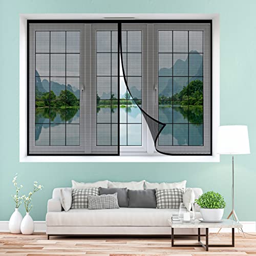 Fliegengitter Fenster Magnet 130 x 180 cm Fliegengitter gegen Insekten, Slat Type Curtain Magnetic Curtain Halten Sie Insekten wie Mücken fern für Wohnzimmer Fenster, Schwarz von NINGBAI