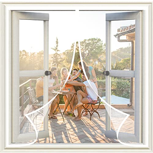 Fliegengitter Fenster Magnet 140 x 135 cm Mückennetz Fliegengitter, Magnetvorhang Selbstschließend Halten Sie Insekten wie Mücken fern für alle Fenster, Weiß von NINGBAI