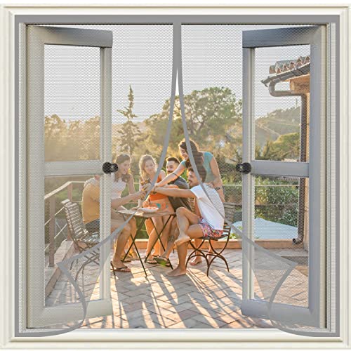 Fliegengitter Fenster Magnet 55 x 105 cm Moskitonetz Dachfenster Fliegenschutzgitter, Insektengitter Lamellenvorhang Türe Lassen Frische Luft Und Licht Herein für Wohnzimmer Fenster, Grau von NINGBAI