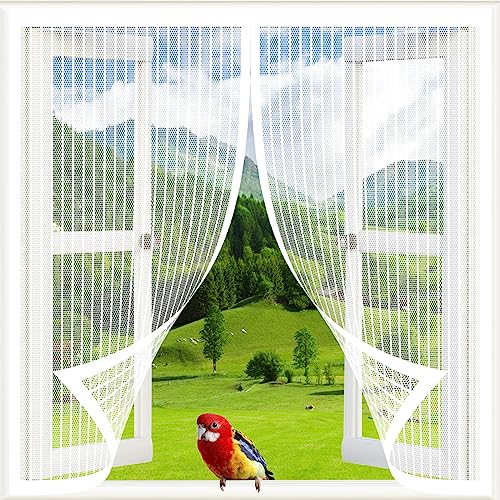 Fliegengitter Fenster Magnet 55 x 115 cm Moskitonetz Dachfenster Fliegenschutzgitter, Magnetic Fly Screen Door Ohne Bohren Automatisch Verschließen für Wohnzimmer Fenster, Weiß von NINGBAI