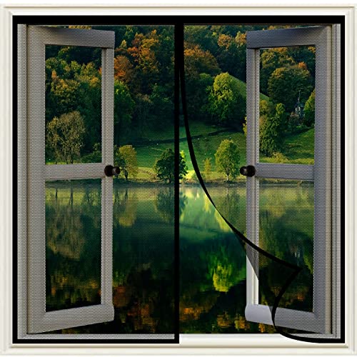 Fliegengitter Fenster Magnet 60 x 130 cm Insektenschutz Fenster Moskitonetz, Fliegengitter Balkontür Magnet Haustier- und kinderfreundlich für alle Fenster, Schwarz von NINGBAI