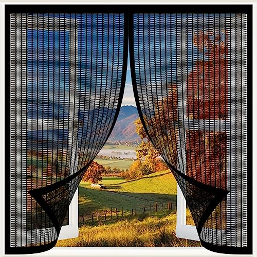 Fliegengitter Fenster Magnet 80 x 125 cm Selbstklebendes Moskitonetz für Fenster, Fliegengitter Tür Insektenschutz Haustier- und kinderfreundlich für alle Fenster, Schwarz von NINGBAI