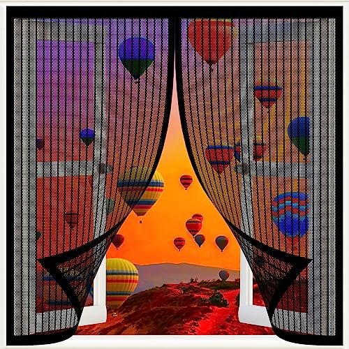 Fliegengitter für Fenster 80 x 120 cm Pollenschutzgitter Fenster, Curtain For Patio Door Ohne Bohren Automatisch Verschließen für Wohnzimmer Fenster, Schwarz von NINGBAI