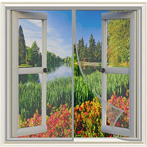 Fliegengitter für Fenster 85 x 145 cm Mückennetz Fliegengitter, Magnet Moskitonetz Tür Lassen Frische Luft Und Licht Herein für alle Fenster, Grau von NINGBAI