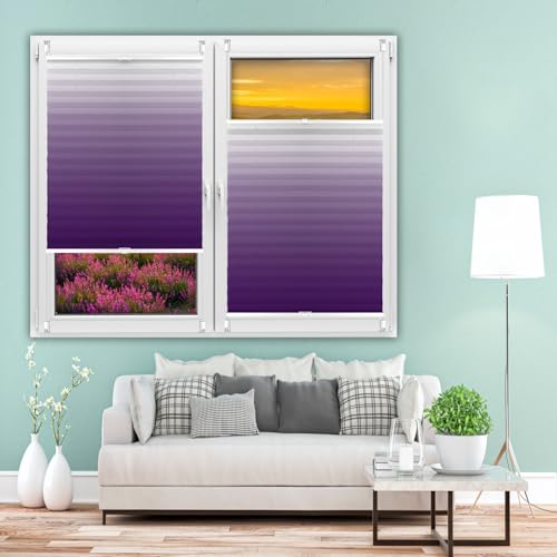 Klemmfix Plissee Ohne Bohren 105 x 110 cm Plissee Faltrollo Sonnen, Rollos Für Fenster Und Tür Klemmfix - Sonnen- und Sichtschutz für Fenster nach Maß, Lila von NINGBAI