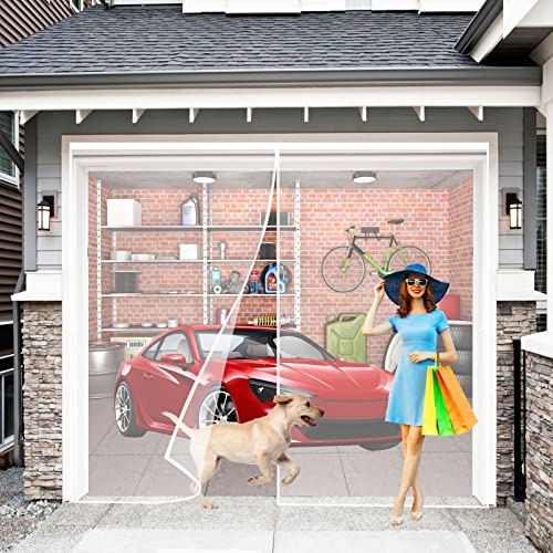 Magnet Fliegengitter Tür 110 x 240 cm Ohne Bohren Automatisch Verschließen Magnetic Fly Screen Door Physikalisch mückensicher für Balkon, Garage Schiebetüren, Weiß von NINGBAI