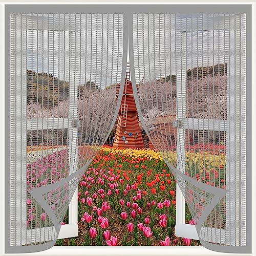 Moskitonetze für Fenster 75 x 200 cm Moskitonetz Dachfenster Fliegenschutzgitter, Insektenschutz Magnetvorhang Lassen Frische Luft Und Licht Herein für alle Fenster, Grau von NINGBAI