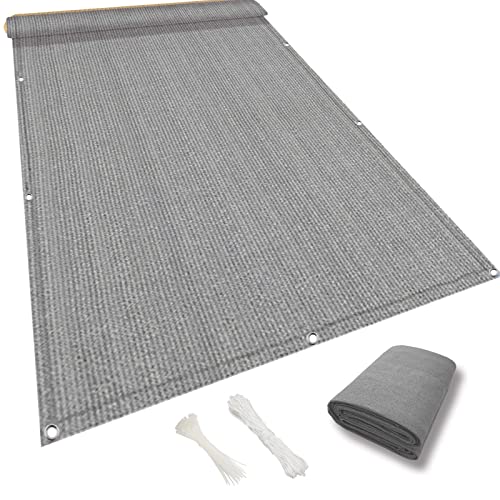 NINGBAI Balkon Sichtschutz Balkonabdeckung 140 x 250 cm Wetterfest UV-Schutz Ohne Bohren Balkonbespannung Balkonverkleidung mit Ösen Kabelbinder und Kordel für Terrasse und Zaun, Grau von NINGBAI