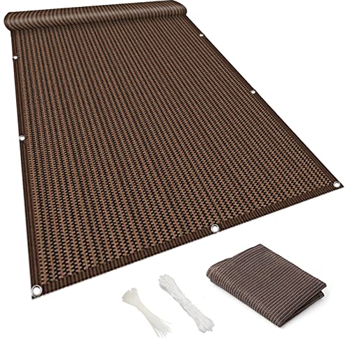 NINGBAI Balkon Sichtschutz Bespannung 120 x 300 cm 95% Privatsphäre, Winddicht UV-beständig Balkonverkleidung Balkonsichtschutz mit Ösen Kabelbinder und Kordel für Terrasse und Zaun, Braun von NINGBAI