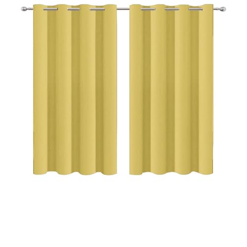 NINGBAI Gardinen Blickdichte Vorhänge 220 x 270 cm Isolierend Kälteschutz Sonnenschutz Vorhang Blickdicht, Thermo Vorhang Kurz für Jedes Fenster, Gelb von NINGBAI