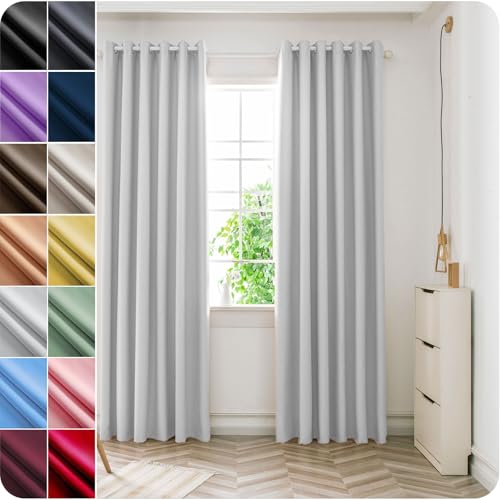 NINGBAI Verdunklungsvorhänge mit Öse 80 x 270 cm Gardine Schlafzimmer Ösen Thermo Verdunkelnd Gardinen Blickdicht für Jedes Fenster, Weiß von NINGBAI