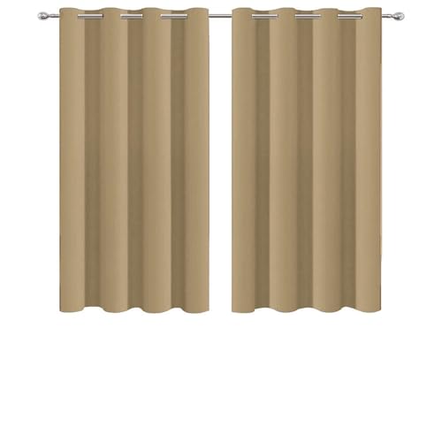 NINGBAI Vorhang Verdunkelung Blickdicht Gardinen 80 x 150 cm Isolierend Kälteschutz Sonnenschutz Hitzeschutz Ösenvorhang/Blickdichte Vorhänge für Jedes Fenster, Khaki von NINGBAI