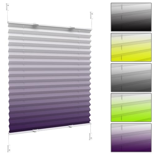 Plissee Klemmfix Ohne Bohren 70 x 90 cm Lichtdurchlässig Rollo, Faltrollos, Jalousie Plisseerollo 60 Sekunden Plisseerollo Montage für Fenster & Tür, Lila von NINGBAI