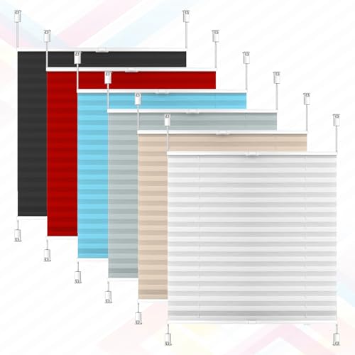 Premium Plissee Faltrollo 25 x 50 cm Easyfix Sichtschutz Sonnenschutz Plissee Klemmfix Rollo Polyesterfaser Sicht- & Schallschutz für Fenster nach Maß, Rot von NINGBAI